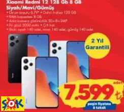XİAOMİ REDMİ 12 128 GB 8 GB SİYAH/MAVİ/GÜMÜŞ CEP TELEFONU